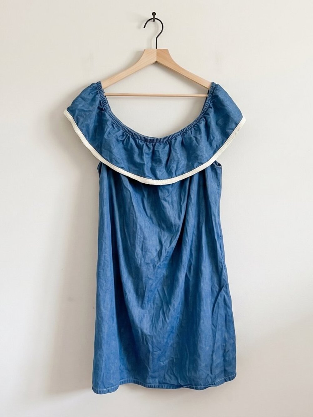 Lane Bryant Off Shoulder Summer Dress Chambray Sleeveless Size 18/20 Cotton